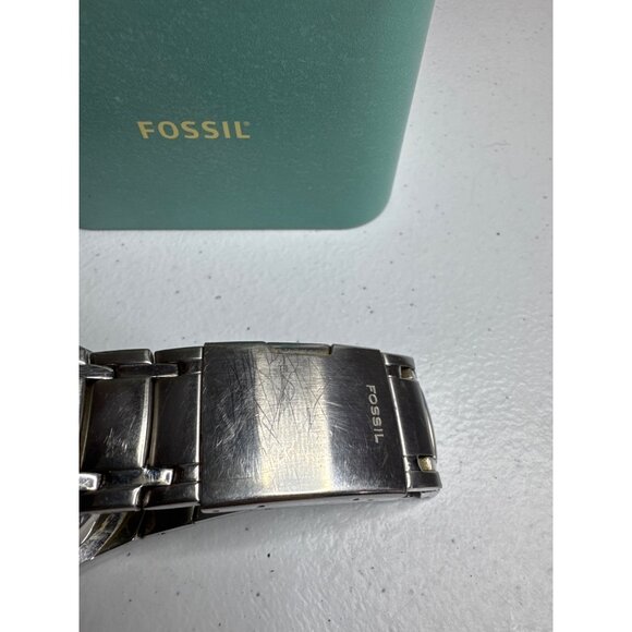 Fossil Arkitekt Stainless Steel Wristwatch Original Tin Case Silver Dial - Picture 10 of 10